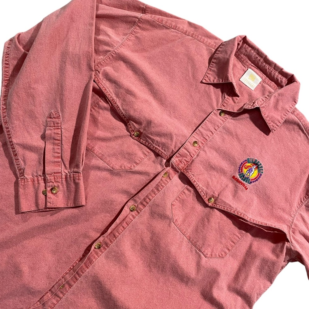 VTG Seltzer Men's Pink Long Sleeve Button Up‎ Wildhorse Saloon Sz XL Western